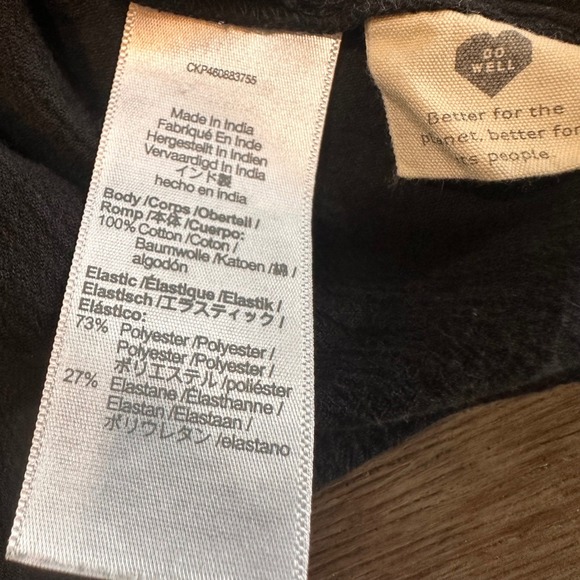 Madewell Womens Top M Black Eyelet Flutter Sleeve Smocked Peplum Blouse - Picture 9 of 11